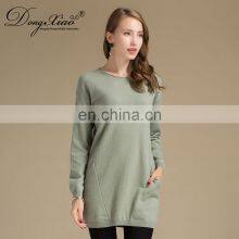 Lady Fashion Winter Warm Casual Long Dress Vintage 100% Cashmere Sweater O-Neck Collar Knitted Weaving OEM Service Available thumbnail-4