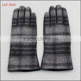 Mens Leather and Gingham Checks Fabric Gloves Touch Screen Lining Polyester thumbnail-2