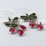 Deluxe Dyed Ruby Earring, Silver Jewelry India, Gemstone Silver Jewelry thumbnail-1