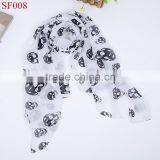 SF006 Black Classic Style Skull With Crown Pattern Series Chiffon Shawls Silk Shawls thumbnail-3