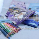 Hot!!! 7Inches Standard Drawing Wooden Triangle Color Pencil With Color Box Packing
