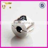 Heart Charm With Clear Stone 925 Sterling Silver Clasp Stopper Beads thumbnail-3