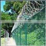 modern security fencing of barbed wire