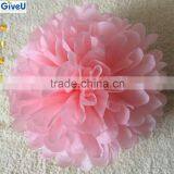 Pink Color D25cm 17gsm Tissue Paper Craft Decoration Pompom Flower Wedding Wall Decoration