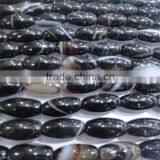 15*30mm Barrel Drum Shape Natural Polished Black Agate Strip Beads thumbnail-3
