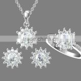Infinite Fashion Jewellery Set In Sterling Silver with silver earrings,ring and necklace for lady