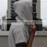 Short Sleave Hoodies/longlenth Hoodies.grey Color Hoodies /one Side Zipper Hoodies thumbnail-3