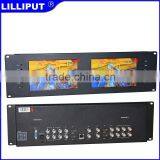 Dual 7" IPS Screens 3RU Rack Broadcast Division LCD Monitor With Smart Ethernet Control thumbnail-1