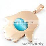 IPG Blue Cat Eye 316l Stainless Steel Hamsa Hand Pendant Blanks