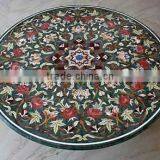 Pietra Dura Marble Table Top, Round Marble Inlay Table Tops