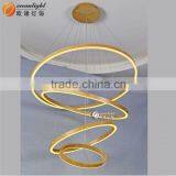 Wooden Finish Modernos Lamp Aluminum High Quality Light Circles Chandelier OM66113W thumbnail-5