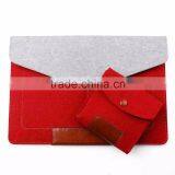2016 New Hot Selling Wool Felt+ PU Laptop Sleeve Bags With Mouse Bag for Apple Macbook Air Pro , Pro Retina 11" 13.3" 15.4" thumbnail-3
