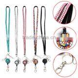 Hot Sale Bling Crystal Retractable ID Name Badge Reel Lanyard thumbnail-1