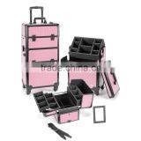 Pro Aluminum Makeup Case Pink Diamond 4 Wheeled Spinner thumbnail-1