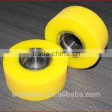 High abrasion resistant EN21 steel carousel pu rubber idler wheel