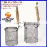 Kitchen Sturdy Fine Mesh Pasta Baskets Safe Metal Craft Mini Chips Baskets Stainless Steel Fry Baskets With Handles