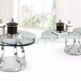 2017 Glass Top Round Fold Coffee Table Extendable Tea Table thumbnail-6