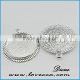 Round Cabochon Pendant Settings ,alloy Pendant Base for Cabochons,fashion Necklace Pendant Tray thumbnail-1