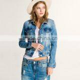 China Wholesale Ripped Denim Jacket Women Customized Denim Jacket for Women thumbnail-2