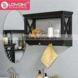 New Design DMF WOOD Floating Shelf Bathroom Towel Rack With Hook Glossy Painting Wall Shelf thumbnail-3