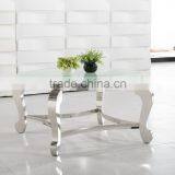 CT07R Metal Base Stainless Steel Marble Top Round Coffee Table thumbnail-3