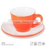 3 OZ Expresso Coffee Ceramic Cup and Saucer With Two-tone Mug thumbnail-3