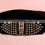 Wholesale Decorative Mushroom Rivet Alloy Buckle Women Lady Wide PU Waist Belt thumbnail-4