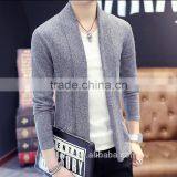 Mens V Neck Long Sleeve Cardigan 100%cotton Latest Designs for Men Knitted Sweater thumbnail-2