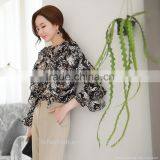2017 Summer Print Chiffon Tunic Tops Long Sleeve Womens Shirts thumbnail-2