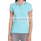 Light Blue Women's Polo Design Collar Women's Polo With Embroidery thumbnail-1