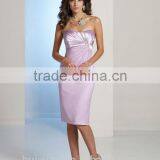 Pink Sleeveless Low Cut Knee Length Beaded Latex Dress for Woman thumbnail-1
