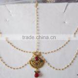 MATHAPATTI MAANG TIKA GOLD PLATED POLKI Pearl thumbnail-1