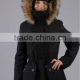 2014 Hot sales cheap OEM high quality fake fur hoody nylon waterproof functional skiwear for women (WJMEGGI01)