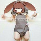 Wholesale Little Girls Clothes Newborn Baby Boutique Solid Cotton Romper For Kids thumbnail-2