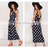 Women Sexy V-neck Backless Jumpsuit Dot Print Womens Romper For Wholesale thumbnail-1