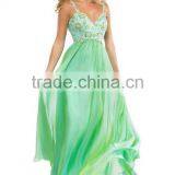 2016 Low Back Straps A Line Chiffon Prom Dress With Lace Bodice thumbnail-6