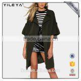 Long Style Brown Women Loose Dust Coat With Waistband thumbnail-1