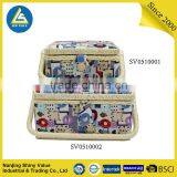 Wholesale Rectangle Cotton Fabric PP Cord Covering Sewing Baskets With Handle & Pincushion & Removable Tray - Patchwork thumbnail-5