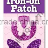 mini Glitter Iron on PU patches heat transfer patch