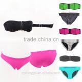 Pink Zipper Neoprene Fancy Swimwear Bikini/ Yellow Qiao Black Blue Contrast Neoprene Bikini Swimwear thumbnail-4