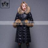 High Quality Design Fashion Pattern Goose Down Jacket Women With Big Fur Collar and Cuff thumbnail-4