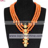 2017 Women's fashion costume jewelry set handmade party jewelry African coral bead necklace