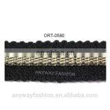 Black Woolen Yarn Crochet Chain Trim thumbnail-1