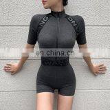 Amazon Best Sellers Women Fashion Fitness Yoga Jumpsuit Ladies Ribbing Sports Wear Short Jumpsuit thumbnail-5
