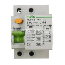 Latest Technology High Quality Matismart 2p ML60-B 63a Rccb Type b Rcd Circuit Breaker