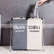 Trendy Multi Purpose New Modern Storage Double Folding Collapsible Laundry Basket thumbnail-2