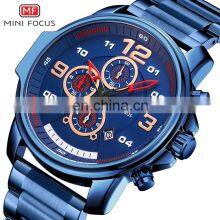 MINI FOCUS MF0229G Simple Calendar Watch With Date Quartz Chronograph Stainless Steel Watches Men Wrist thumbnail-1