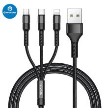 3-in-1 Apple Lightning Type-C Micro USB Nylon Braided Fast Charging Cable