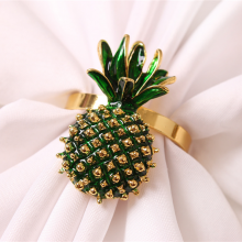 Green And Gold Colored Pineapple Metal Napkin Ring With Diamond Wholesale thumbnail-1