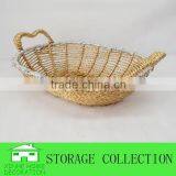 Oval Shape Handwoven Paper Rope Basket With Handle thumbnail-2